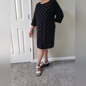 **Bryn Walker Hester Black Polka Dot Shift Dress - Size XL**